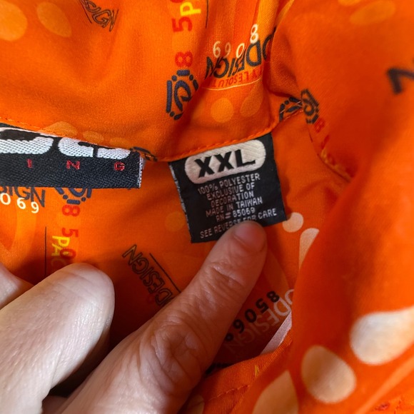 Vintage PACO DESIGN Orange All Over Print Short Sleeve Button‎ Up Shirt Mens XXL - Picture 9 of 10